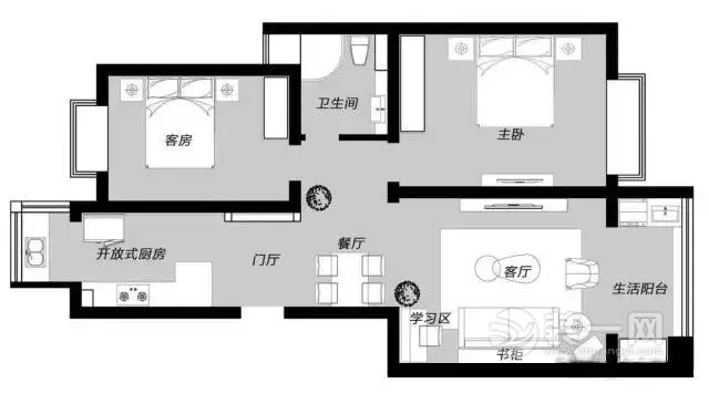 灰色调简约范儿 沈阳百家装饰公司100平米北欧风两居